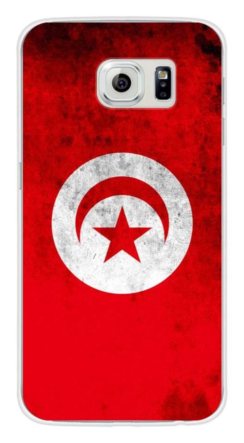 Coque en silicone imprimée compatible Samsung Galaxy S6 Drapeau Tunisie