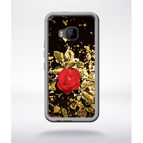 Coque Rose Et Feuille D'or Compatible Htc One M9 Transparent