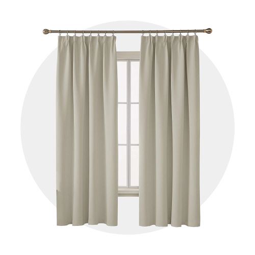 Deconovo Lot de 2 Rideaux Bureau Salon Design Moderne Galon Fronceur Rideau de Porte Décoration Isolant Thermique Occultant Cuisine Beige Foncé 117x138cm