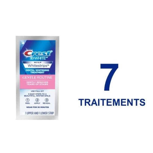 Blanchiment Dentaire 3D CREST Whitestrips - Douce Routine - Kit de 7 Traitements (14 bandelettes)