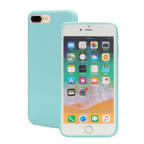 Coque en silicone bord enveloppé cyan pour votre Apple iPhone 8 Plus/7 Plus