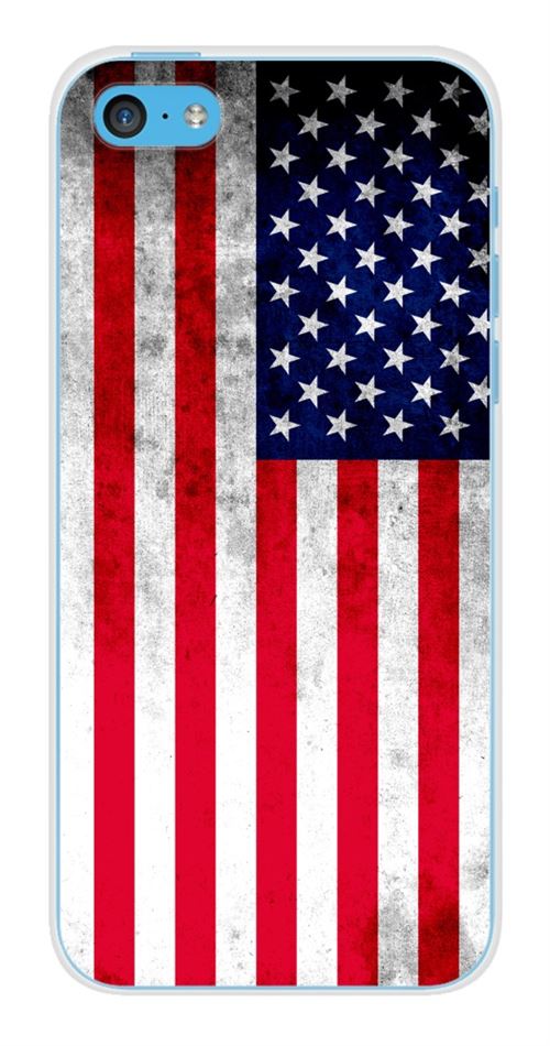 Coque en silicone imprimée compatible Apple iPhone 5C Drapeau USA