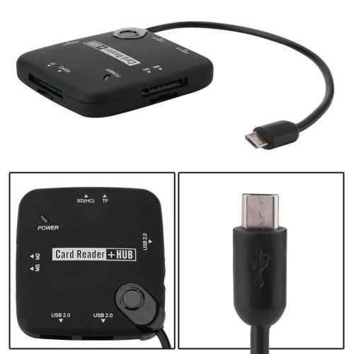 Concentrateur USB 2.0 avec lecteur de cartes - 3 X USB/SD/TF/MS/M2