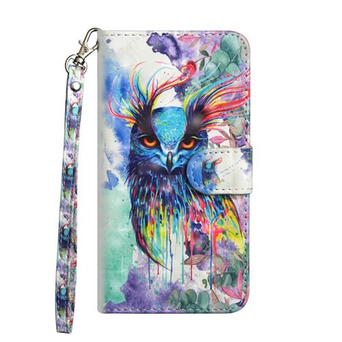 Etui en PU hibou coloré pour votre Nokia 7 plus