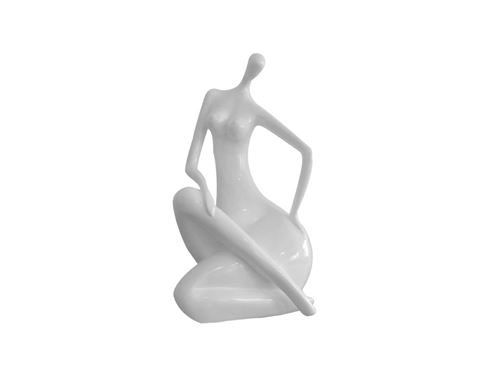 Grande statue CARMEN en résine blanche - L35 x P32 x H60 cm