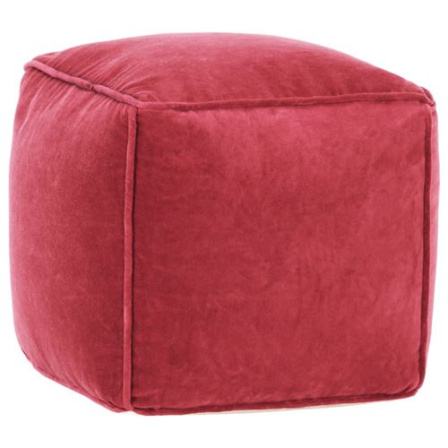 Pouf Velours de coton 40 x 40 x 40 cm Rouge