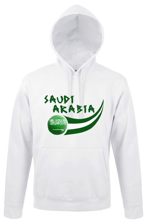 Supportershop Arabie Saoudite Sweatshirt à Capuche Adulte, Blanc, FR : XL (Taille Fabricant : XL)