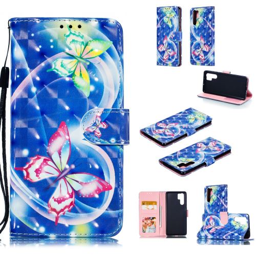 Etui en PU impression de motifs décoratifs par points lumineux papillon et coeur pour votre Huawei P30 Pro