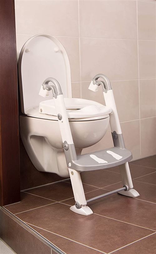 Rotho Babydesign KidsKit Entraîneur de Toilettes 3-en-1, De 18 à 36 Mois, Dimensions (Plié) : 41,5 x 25 x 67 cm (LxlxH), Gris/Blanc, 600060240