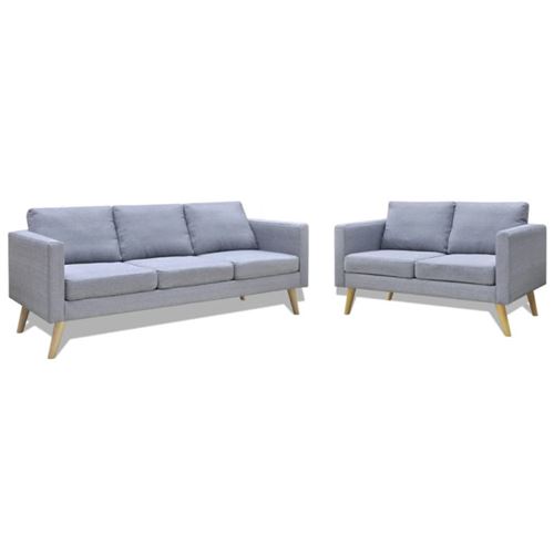 Vidaxl Gris Jeu De Canapé À 2 Places Et À 3 Places Tissu Clair