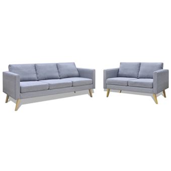 Vidaxl Ensemble Canapé 2 Places Et 3 En Tissu Gris Clair
