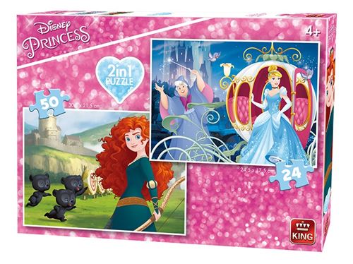 King Jigsaw Puzzle 2 en 1 Disney Princess morceaux 24-50