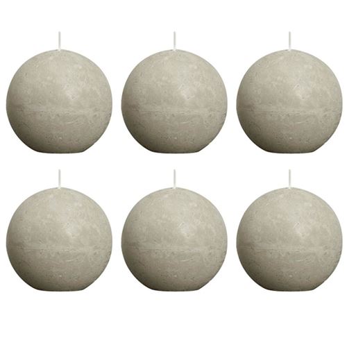 Bolsius Bougie boule rustique 80 mm Ardoise 6 pcs