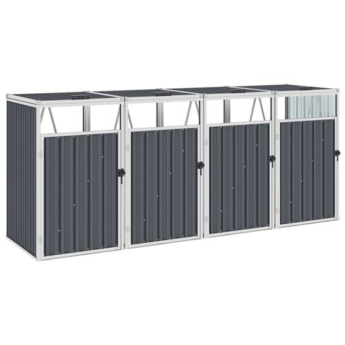 vidaXL Abri de poubelle quadruple Gris 286x81x121 cm Acier