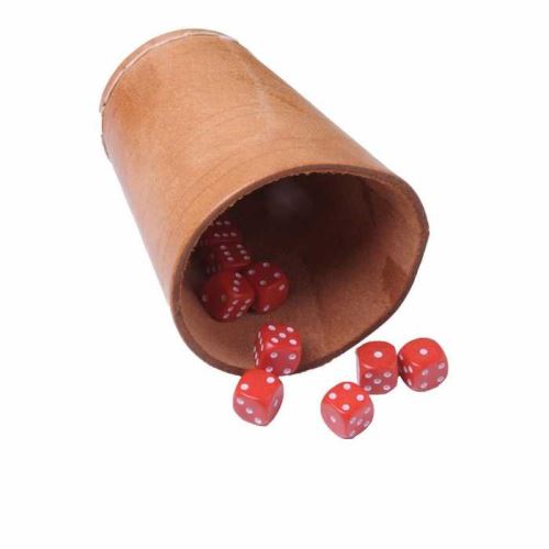 Gobelet naturel en cuir 9 cm pour jeux de dés