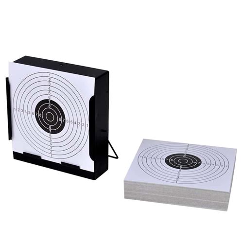 vidaXL Porte-cible carré avec piège à plombs + 100 cibles en papier 14 cm