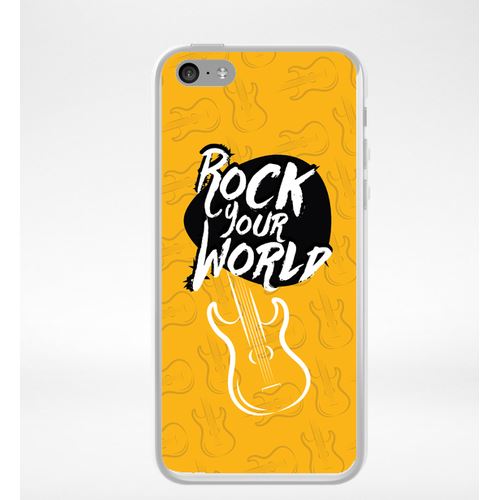Coque Rock Your World Fond Orange Compatible Iphone 5c Transparent