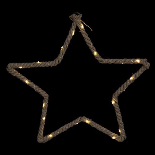 Décoration lumineuse de Noël en corde Etoile - L. 48 x H. 50 cm - Marron