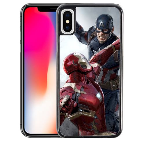 Coque pour iPhone XS captain america vs iron man avengers