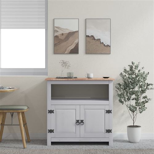 vidaXL Meuble TV Pin mexicain Gamme Corona Gris 80 x 43 x 78 cm