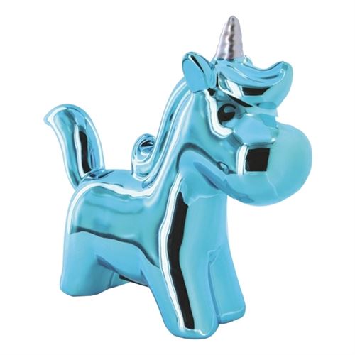 Tirelire céramique licorne chromé blanc