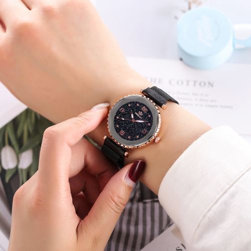 Ceinture de poignet net montre à quartz balance numérique simple Milan avec boucle magnétique montre modèles fémininsNoir
