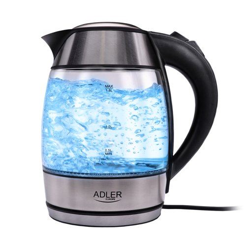 Adler AD 1246 Bouilloire 1,8 L, noir/argent/transparent