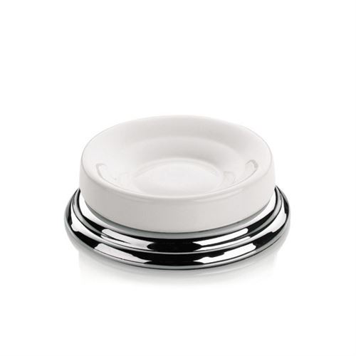Porte savon en céramique blanche et finition inox SCARLETT