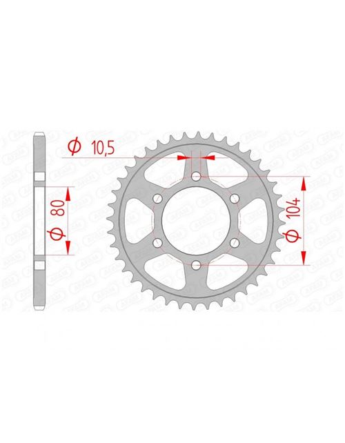 Couronne AFAM 40 dents acier standard pas 520 type 16504