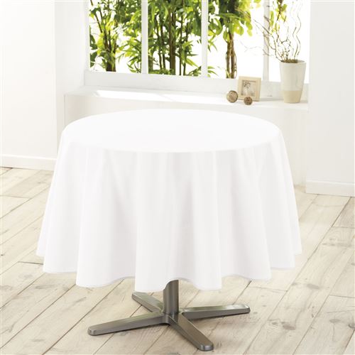 Nappe ronde (0) 180 cm polyester uni essentiel Blanc