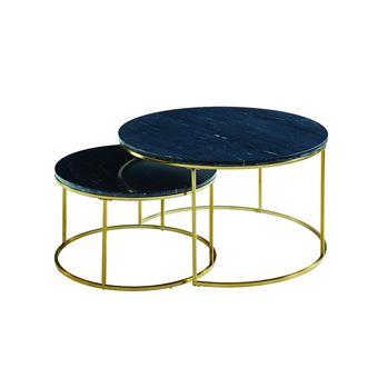 Tables Basses Gigognes Angela Marbre Noir Metal Dore Achat