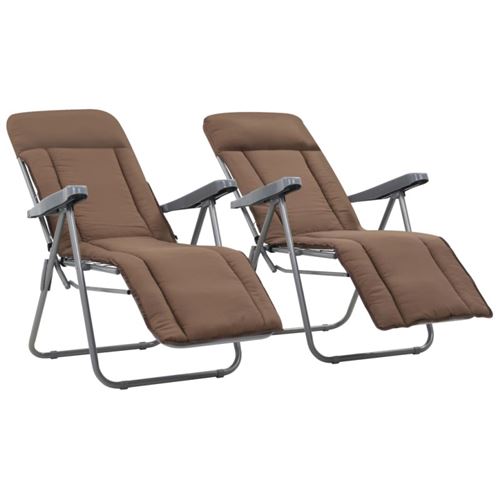 Vidaxl Marron Chaises Pliables De Jardin Avec Coussins Lot De 2 - Image 1