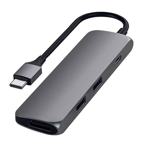 Satechi Adaptateur Multiport Fin Type-C Aluminium avec Port de Charge USB-C, 4K HDMI, USB 3.0 - Compatible avec MacBook Pro 2016/