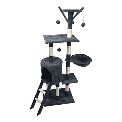 Arbre &Agrave; Chat - 4 Plateformes Et 4 Jouets - Hauteur 138cm - Gris