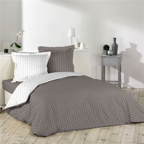 Housse de couette Pixa taupe/blanc 240x220 cm