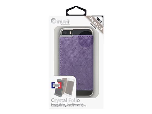 Muvit Made in Paris Crystal Folio - Boîtier de protection protection à rabat pour téléphone portable - cristal métallique violet - pour Apple iPhone 5, 5s