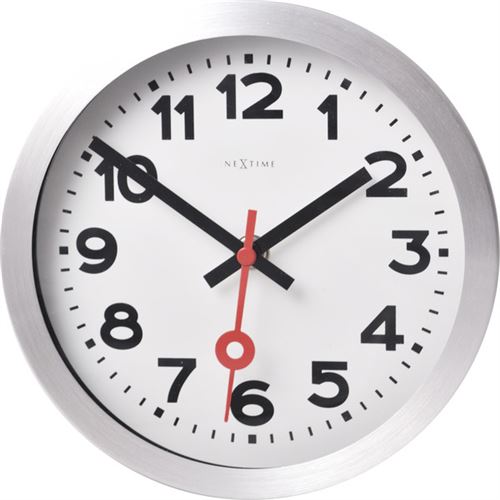 NeXtime NE-3998AR Horloge murale Dia. 19 Cm, Aluminium Brossé, 'Station'