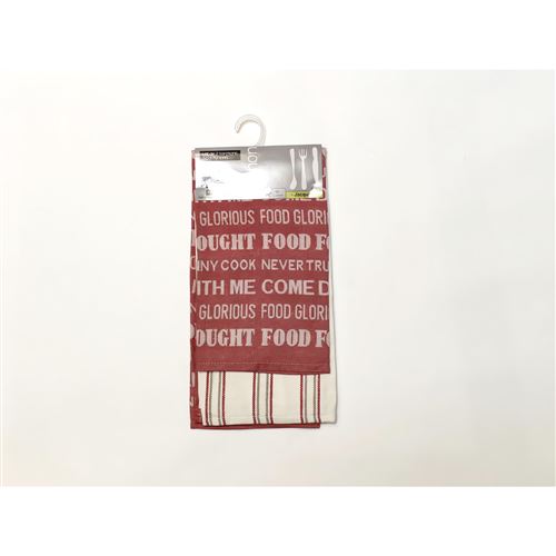 Lot de 2 torchons en coton FOOD rouge, jacquard 50x70 cm
