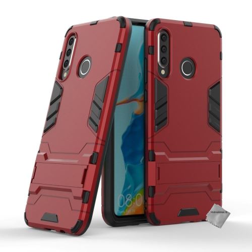Housse etui coque rigide anti choc pour Huawei P30 Lite avec verre trempe - ROUGE