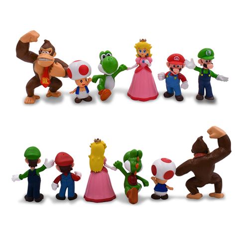 Jakks - Coffret 5 Figurines super Mario,Mario, Luigi, Princesse Peach,  Yoshi et Toad - Animaux - Rue du Commerce