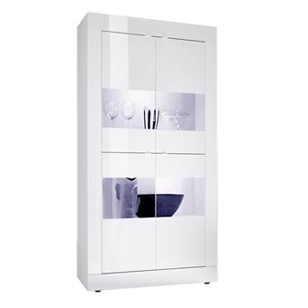 Vitrine 4 Portes Finition Blanc Laqué Weiss avec Leds - OTELLO - ALTOBUY - 1