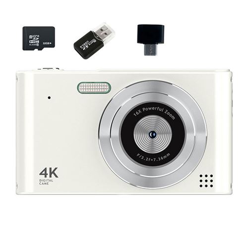Appareil Photo Num&eacute;rique VURAHOME C15 1080P Zoom 16X &Eacute;cran 2,4"" 32Go Blanc