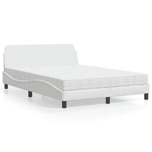 Non Communiqué Blanc Vidaxl Lit Avec Matelas 140X190 Cm Similicuir 3208398
