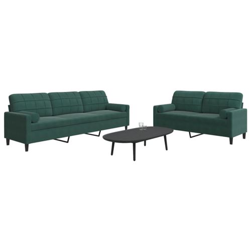 Non Communiqué Multicolore Ensemble De Canapés 2 Pcs Avec Coussins Et Traversins Velours