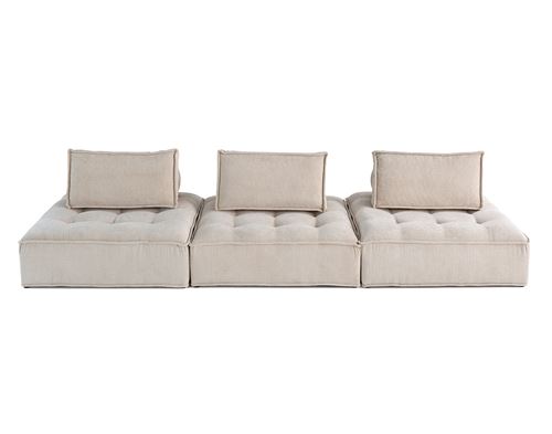 Non Communiqué Beige Marisol - Canapé Modulable Droit 3 Places - Velours Texturé