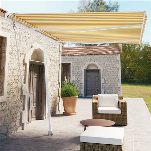 vidaXL Auvent automatique sur pied 350x250 cm Jaune/Blanc3069528