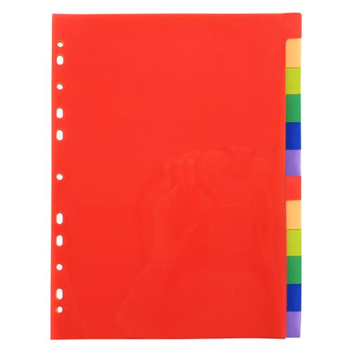 12 Intercalaires A4 Couleurs Vives en Polypropylène avec Page d'Index