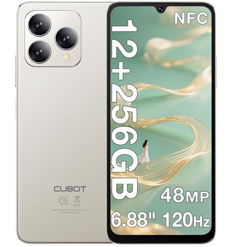 Smartphone Cubot A40 Gris : 6.88 HD+,4Go+256Go+1To, 5100mAh, Android 15, Dual SIM 4G,Téléphone Portable-213g