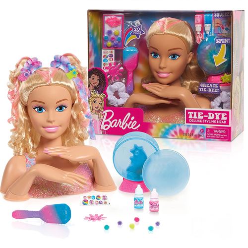 Just Play 63651 Barbie Styling Head Tie-Dye Deluxe 22 PCS Set Blonde 2 Non-Toxic Dye Colors Accessoires