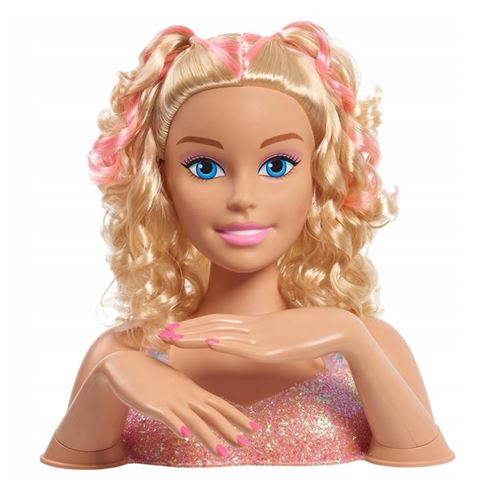 Tête de Coiffure Tie-Dye De Luxe de Barbie à 20 Eléments, Cheveux Blonds,  Inclut 2 Couleurs de Colorant Non Toxiques